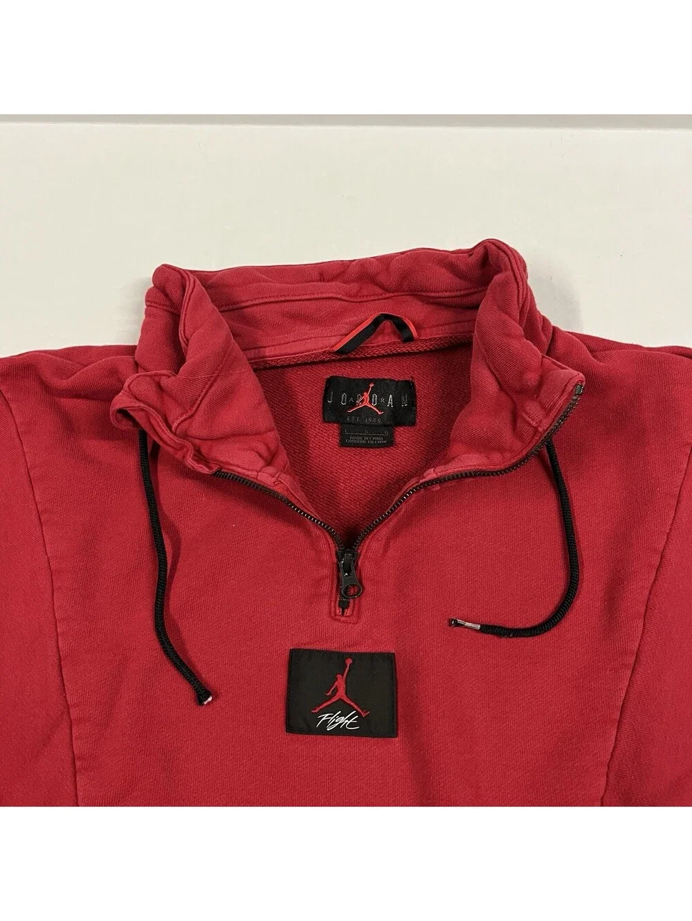 Air Jordan Sweatshirt Men’s Size L Red Flight 1/4 Zip Pullover Style AV2292-687